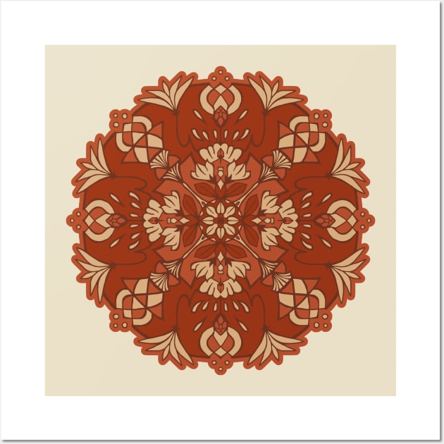 Terracotta Lotus Mandala Wall Art by Olooriel